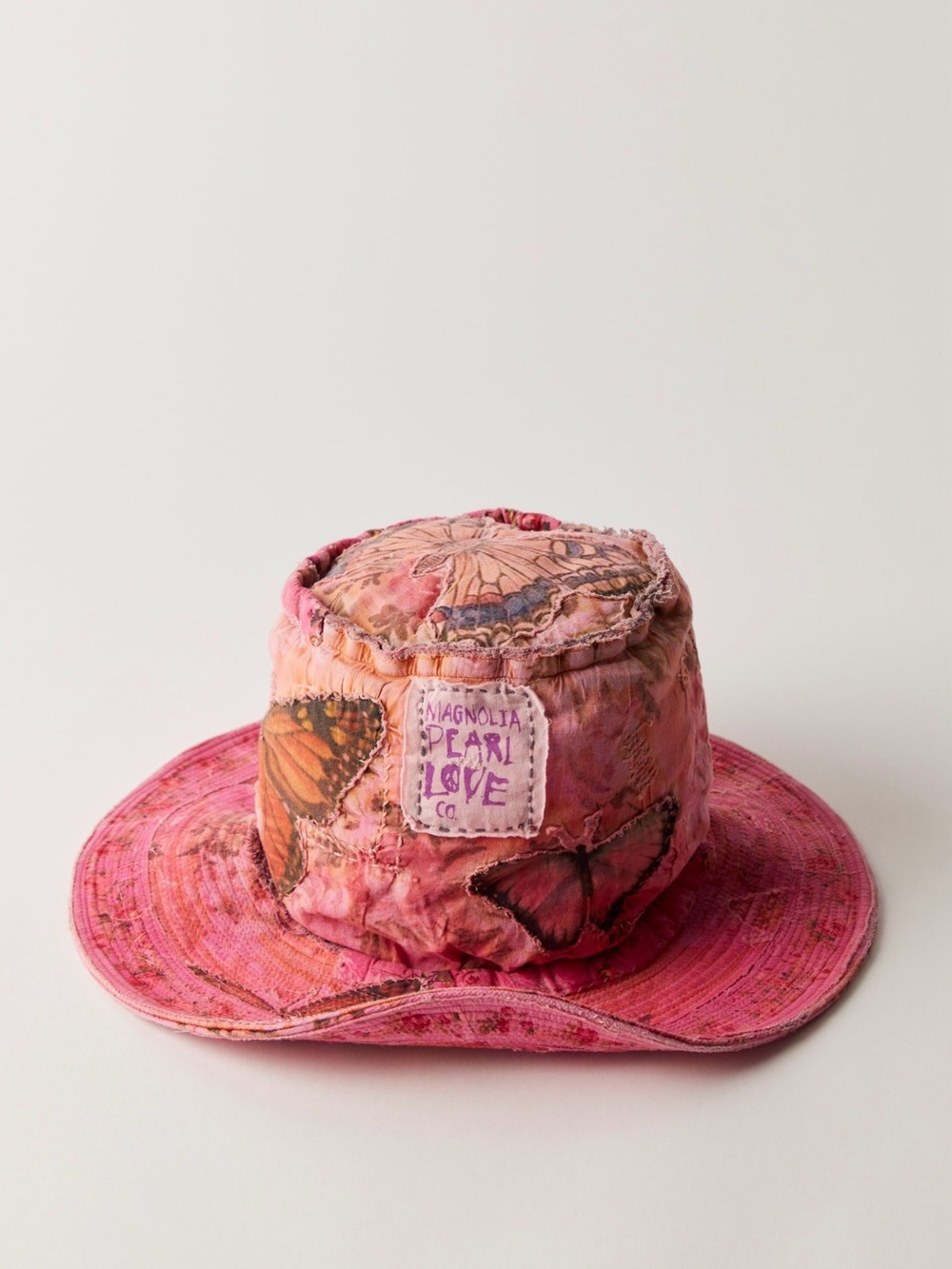 Magnolia Pearl Rose-Pink Floral Patchwork Appliqué Bucket Hat NWT $450 - Picture 5 of 9
